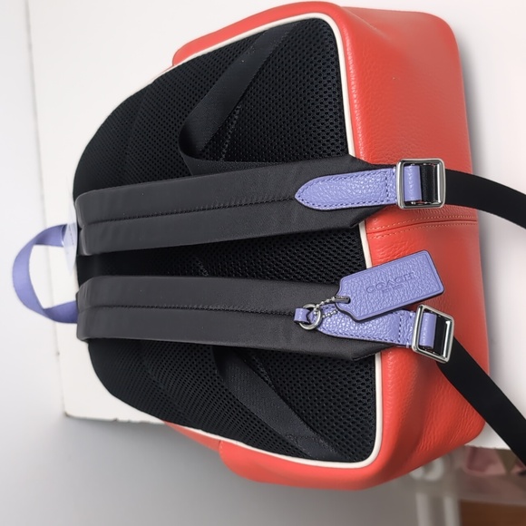 Coach CR768 Court Backpack In Colorblock Silver/Light Violet/Electric Coral - Picture 14 of 16